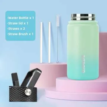 Stylish BJPKPK Insulated Water Bottle - 15 oz with Straw