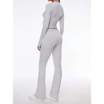 Women's 2-Piece Lounge Set Cropped Top Flare Pants