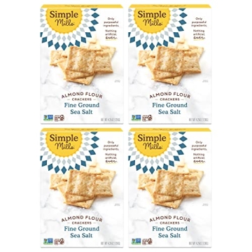 Simple Mills Almond Flour Crackers - Fine Ground Sea Salt, Healthy Vegan Snacks, 4.25 Ounce (Pack of...