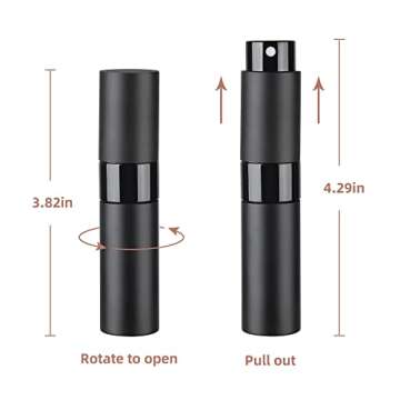 ZERNBER 8ML Atomizer Perfume Travel Refillable (2 PCS) Empty Travel Cologne Sprayer Bottles Refillable, Mini Portable Dispenser(Matte Black&Silver)