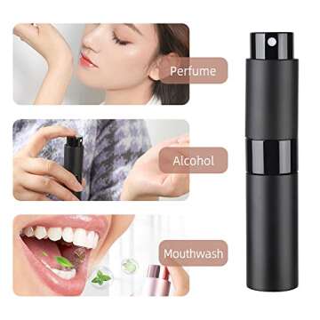 ZERNBER 8ML Atomizer Perfume Travel Refillable (2 PCS) Empty Travel Cologne Sprayer Bottles Refillable, Mini Portable Dispenser(Matte Black&Silver)