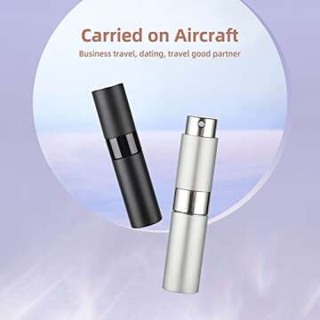 ZERNBER 8ML Atomizer Perfume Travel Refillable (2 PCS) Empty Travel Cologne Sprayer Bottles Refillable, Mini Portable Dispenser(Matte Black&Silver)