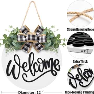 Welcome Sign for Front Door St Patrick's Day Decoration St Patrick's Day Wreath Spring Easter Decor Farmhouse Front Door Wreath - Round Hanging Welcome Home Decor Outdoor Indoor Housewarming Gift