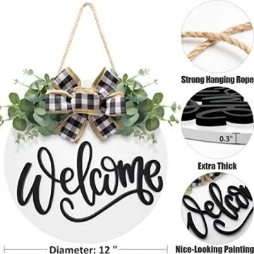 Welcome Sign for Front Door St Patrick's Day Decoration St Patrick's Day Wreath Spring Easter Decor Farmhouse Front Door Wreath - Round Hanging Welcome Home Decor Outdoor Indoor Housewarming Gift