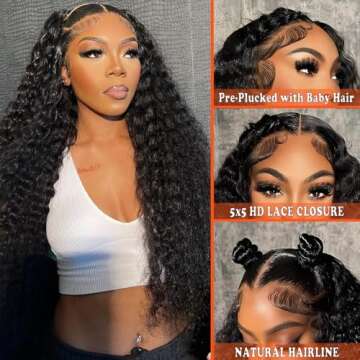 MOONBAY Deep Wave Lace Front Wig - 200% Density Glueless Human Hair 28 Inch