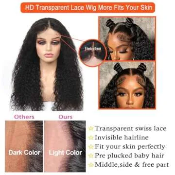 MOONBAY 5x5 Lace Closure Wig Human Hair Deep Wave 28 Inch