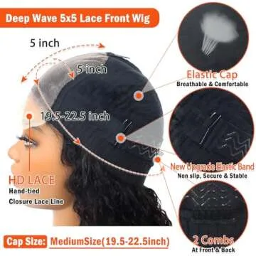 MOONBAY 5x5 Lace Closure Wig Human Hair Deep Wave 28 Inch