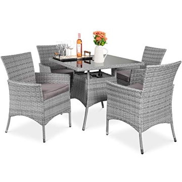 Best Choice Products 5-Piece Indoor Outdoor Wicker Dining Set Furniture for Patio, Backyard w/Square...