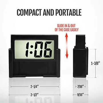 Betus Car Dashboard Digital Clock - Vehicle Adhesive Clock with Jumbo Time & Day Display - Mini Automotive Stick On Watch for Car Truck Dashboard & Air Vent(Black Pack of 1)