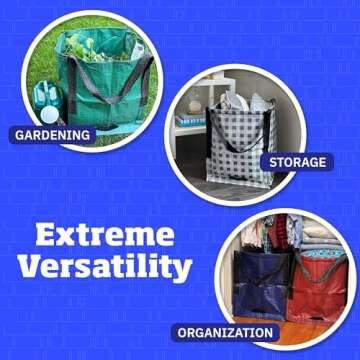 DURASACK Heavy Duty Storage Tote Bag 22-Gallon Rugged Woven Polypropylene Moving Bag, Reusable Self-Standing Design, Holds up to 500 Pounds, Single, Blue, 16 x 16 x 19 inches