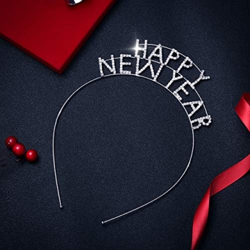 Frcolor Happy New Year Headband Crystal Sparkly New Years Eve Tiara Holiday Nye Crown Hair Accessory for Women