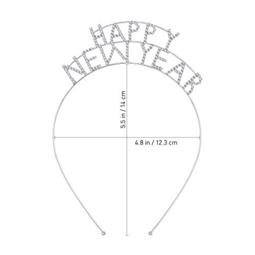 Frcolor Happy New Year Headband Crystal Sparkly New Years Eve Tiara Holiday Nye Crown Hair Accessory for Women