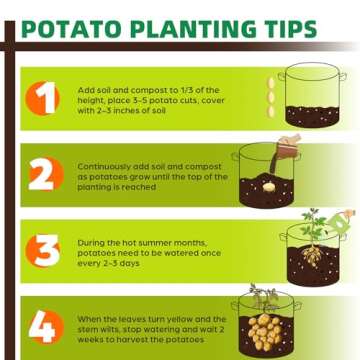 Jorvila 5 Pack 5 Gallon Thickened Grow Bags, Aeration Nonwoven Fabric Plant Pots with Durable Handles, Heavy Duty 300G Planter Pot for Tomato, Potato and Vegetable