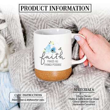 Pavilion Gift Company – Faith Makes Things Possible - 16-ounce Stoneware Mug with Sandy Glazed Bot...