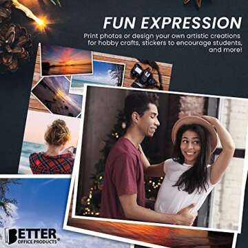 Better Office Products Self-Adhesive Photo Paper, Sticky Photo Paper, Glossy, 8.5 x 11 Inch, 100 Sheets, 135 gsm, Letter Size, 100 Count Pack