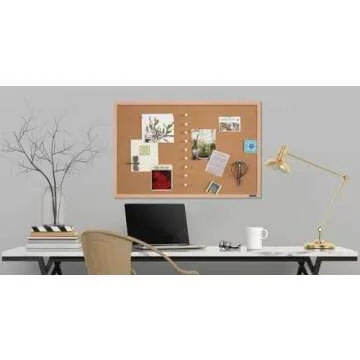 Quartet 35-380342Q Corkboard, Framed Bulletin Board, 17" x 23" Cork Board, Oak Finish Frame, Brown