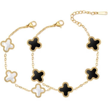 MEFELAY Unique Four Leaf Clover Bracelet Set - Stylish Jewelry Gift for Women