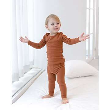 AVAUMA Baby Boys Girls Pajama Set Kids Toddler Snug fit Basic Cotton Sleepwear pjs for Daily (Camel-1 JL)