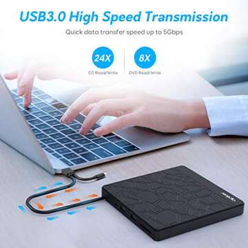 Buy Apiker External DVD Drive – Fast USB 3.0 Burner