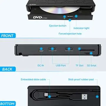 Buy Apiker External DVD Drive – Fast USB 3.0 Burner