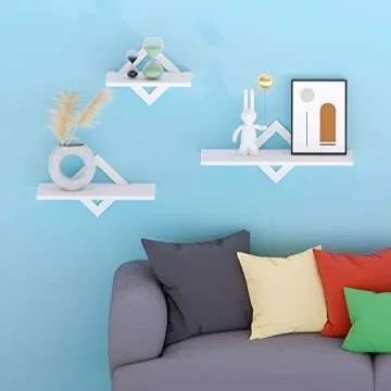 piorlado White Floating Shelves for Wall, Wall Shelves Set of 3, Wall Mounted Shelves for Bedroom, Hallway, Office, Living Room