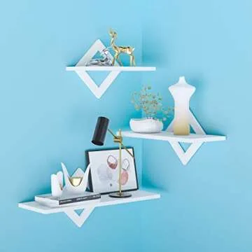 piorlado White Floating Shelves for Wall, Wall Shelves Set of 3, Wall Mounted Shelves for Bedroom, Hallway, Office, Living Room