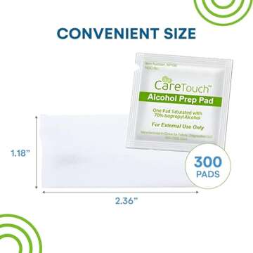 Alcohol Wipes | Individually Wrapped Alcohol Prep Pads with 70% Isopropyl Alcohol, Great for Medical & First Aid Kits | Sterile, Antiseptic 2-Ply Alcohol Swabs - 300 count