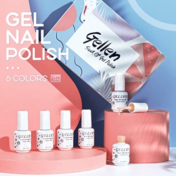 Gellen Gel Nail Polish Set with 6 Classic Pastel Shades