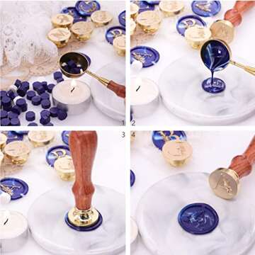 SWANGSA Initial Alphabet M Wax Seal Stamp, Vintage Elegant Botanical Leaves Letter Sealing Stamp for Wedding Party Invitation, Gift Wrap, Envelope, Christmas Thanksgiving Card (M)