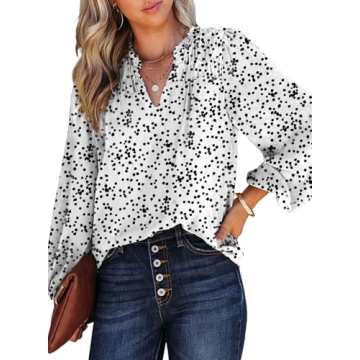 Elegant Dokotoo Women's Work Blouse – Floral Print V Neck Top for Every Occasion