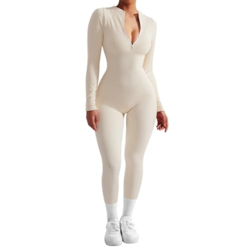SUUKSESS Sexy Zip-Up Jumpsuit - Flattering & Comfortable Workout Romper