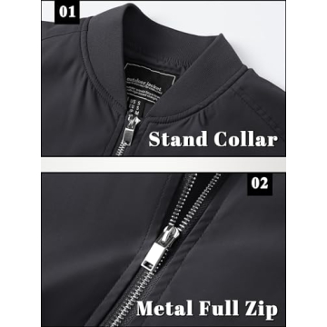 Lightweight Black Bomber Jacket for Men by TACVASEN