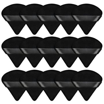 Pimoys 15 Pieces Powder Puff Triangle Makeup Sponge Setting Powder Puffs for Loose Powder Velour Puf...