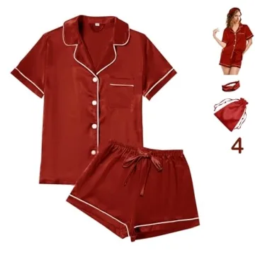 Luxurious Women’s Satin Pajama Set - 4Pcs for Comfort