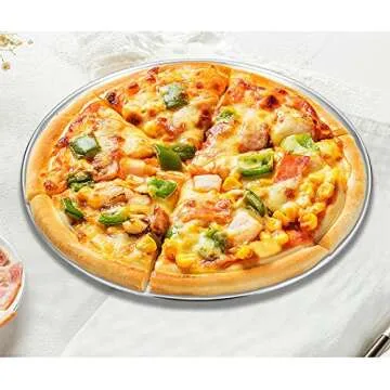 Deedro Pizza Baking Pan Pizza Tray 12 inch Stainless Steel Pizza Pan Round Pizza Baking Sheet Oven Tray Pizza Crisper Pan, Healthy Pizza Cooking Pan for Oven Baking, 4 Pack