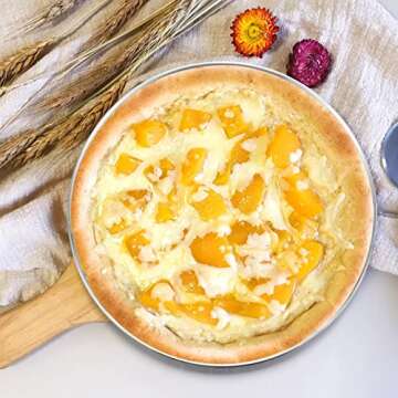 Deedro Pizza Baking Pan Pizza Tray 12 inch Stainless Steel Pizza Pan Round Pizza Baking Sheet Oven Tray Pizza Crisper Pan, Healthy Pizza Cooking Pan for Oven Baking, 4 Pack