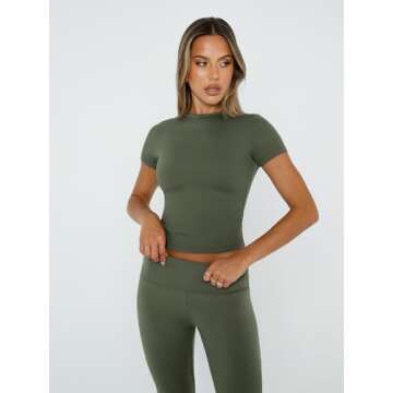 Trendy Queen Lounge Sets For Women 2 Piece Casual Y2K Outfits Short Sleeve Cropped Tops Fold Over Fl...