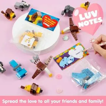 JOYIN 24 Packs Valentines Day Cards with Safari Animal Building Blocks for Gifts Party Favor, Classroom Exchange Prize, Valentine’s Greeting Cards