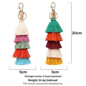 I-BOSOM Colorful Boho Pom Pom Tassel Bag Charm Key Chain (E style)