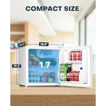 Upstreman 1.7 Cu.ft Mini Fridge with Freezer, Dorm Essentials, Adjustable Thermostat, Energy Saving,...