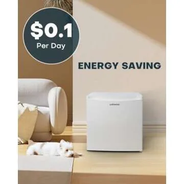 Upstreman 1.7 Cu.ft Mini Fridge with Freezer, Dorm Essentials, Adjustable Thermostat, Energy Saving, Low Noise, Single Door Compact Refrigerator for Dorm, Office, Bedroom, White-FR17