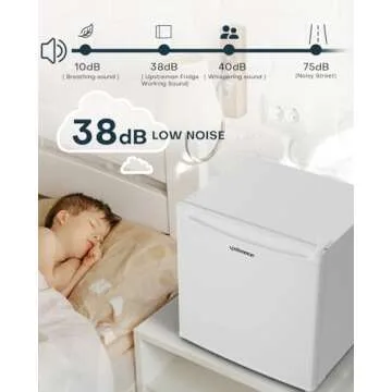 Upstreman 1.7 Cu.ft Mini Fridge with Freezer, Dorm Essentials, Adjustable Thermostat, Energy Saving, Low Noise, Single Door Compact Refrigerator for Dorm, Office, Bedroom, White-FR17