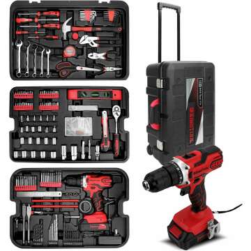 Complete KingTool 286 PCS Home Tool Set with Power Drill