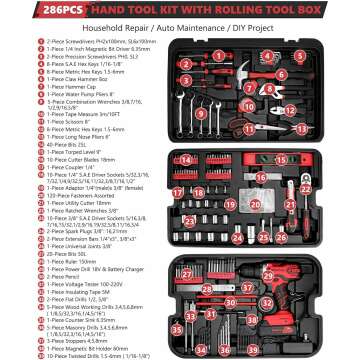 KingTool 286 PCS Home & Auto Tool Set with Drill