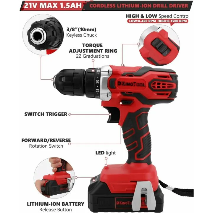 KingTool 286 PCS Home & Auto Tool Set with Drill