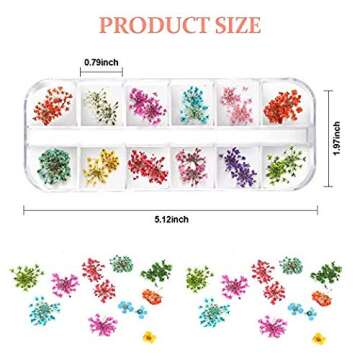 Teenior 24 Colors Nail Dried Flowers, 3D Nail Art Sticker for Tips Manicure Decor Mixed Accessories,...