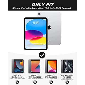 ZryXal New iPad 10th Generation Case 10.9 Inch 2022 with Pencil Holder, Smart iPad Case with Soft TP...
