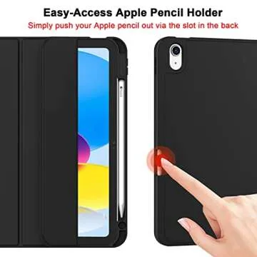 ZryXal New iPad 10th Generation Case 10.9 Inch 2022 with Pencil Holder, Smart iPad Case with Soft TPU Back [Support Auto Wake/Sleep] (New Black)
