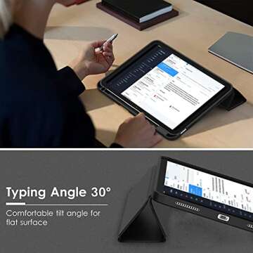 ZryXal New iPad 10th Generation Case 10.9 Inch 2022 with Pencil Holder, Smart iPad Case with Soft TPU Back [Support Auto Wake/Sleep] (New Black)