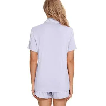Pjmlifecoco Soft Pajama Set Womens Short Sleeping Nightwear Summer 2 Piece Loungewear Light Purple